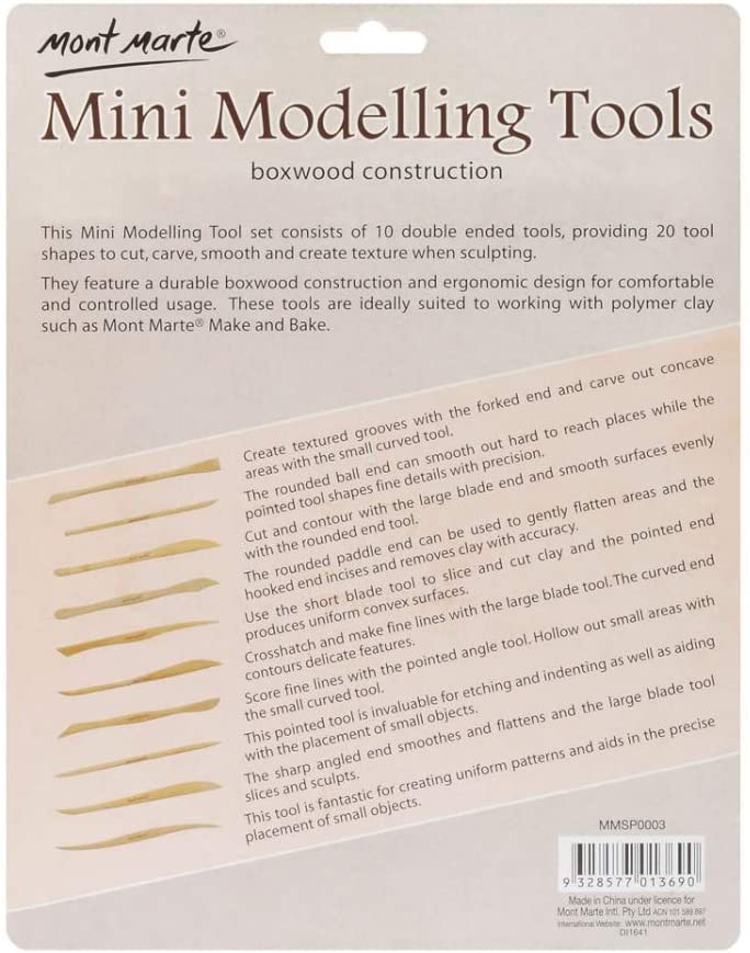 Modellier-Werkzeug aus Holz - 10 Doppelseitige Sculpting Werkzeuge in verschiedenen Formen