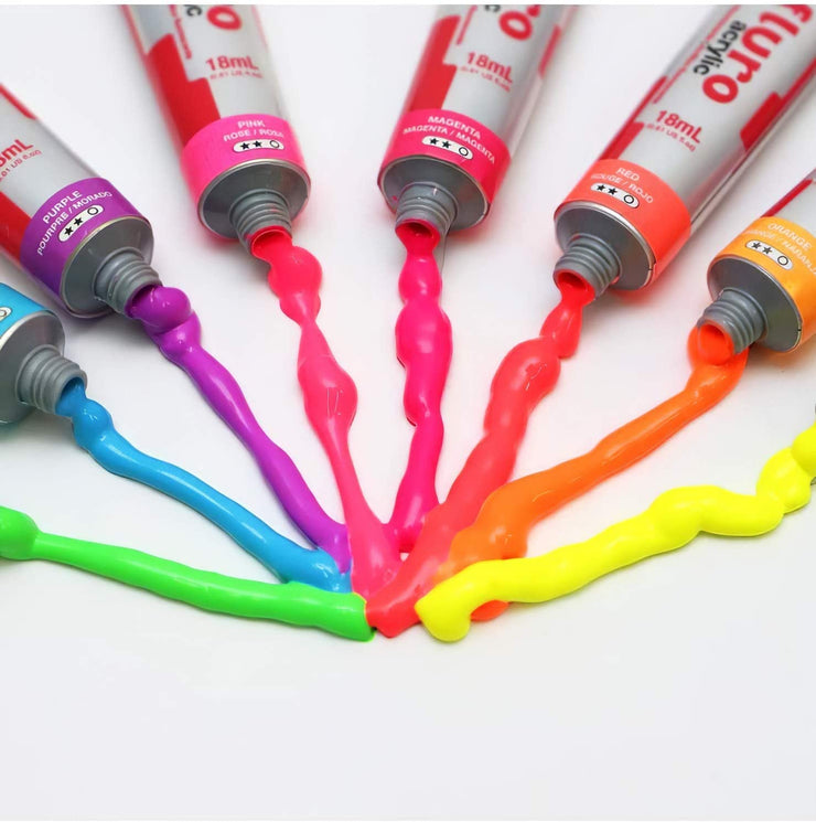 Fluoreszierende Acrylfarben – 8x18ml Tuben
