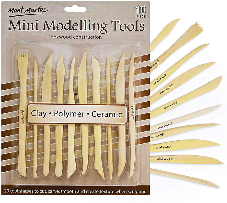 Modellier-Werkzeug aus Holz - 10 Doppelseitige Sculpting Werkzeuge in verschiedenen Formen